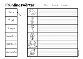 Vorschau - Arbeitsblätter - Deutsch - Frühlingswörter lesen, verbinden, abschreiben - Seite 3