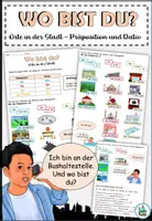 Aperçu - Feuilles d'exercices - "Wo bist du?" Prépositions et articles au datif - Lieux dans la ville - Francais - Page de couverture