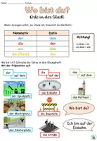 Aperçu - Feuilles d'exercices - "Wo bist du?" Prépositions et articles au datif - Lieux dans la ville - Francais - Page 1