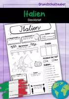 Vorschau - Arbeitsblätter - Steckbrief Italien - Deckblatt