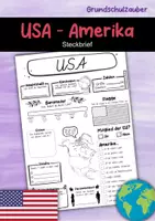 Vorschau - Arbeitsblätter - Steckbrief USA - Amerika - Deckblatt