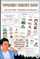 Aperçu - Feuilles d'exercices - "Wohin gehst du?" Prépositions et articles à l'accusatif - Lieux dans la ville - Français - Page de couverture