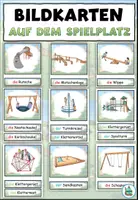 Vista previa - Tarjetas / Manipulativos - Tarjetas con imágenes y tarjetas con palabras "Auf dem Spielplatz" Alemán - Portada