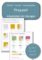 Vorschau - Arbeitsblätter - Einführung Prozentrechnung - Arbeitsblätter mit Lösungen - Deckblatt