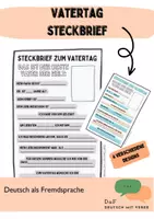 Vorschau - Arbeitsblätter - VATERTAG - Steckbrief: Geschenkidee für den Vatertag - Deckblatt
