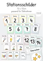 Vorschau - Stationenlernen - Aufsteller: Stationen (Stehrahmen 10x15cm) - Deckblatt