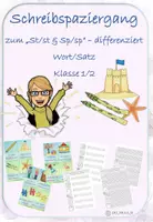 Vorschau - Arbeitsblätter - Schreibspaziergang zum "St/st & Sp/sp" differenziert Wort/Satz Druckschrift/Silbenschrift/ABCderTiere #Silvesterknaller23 - Deckblatt