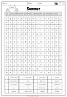Vorschau - Arbeitsblätter - Summer - Word Search (differenziert) - Seite 1
