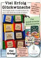 Vorschau - Mal- und Bastelvorlagen - Viel Erfolg / Motivation für Prüfungen, Vorlage für quadratische Schokotafeln FrauCuppaTea - Deckblatt