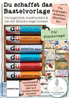 Vorschau - Mal- und Bastelvorlagen - Viel Erfolg / Motivation für Prüfungen, Vorlage für Schokoriegeln "Du schaffst das" FrauCuppaTea - Deckblatt