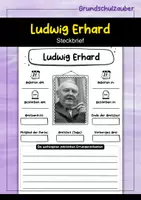 Vorschau - Arbeitsblätter - Steckbrief Bundeskanzler Ludwig Erhard - Deckblatt