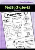 Vorschau - Arbeitsblätter - Steckbrief Massachusetts - USA Bundesstaat - Deckblatt