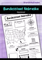 Vorschau - Arbeitsblätter - Steckbrief Nebraska - USA Bundesstaat - Deckblatt