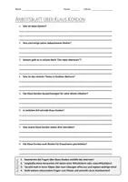Vorschau - Arbeitsblätter - AB mit Fragen zum Thema "Klaus Kordon" + Lösungsblatt + Infografik - Deckblatt