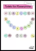 Vorschau - Anderer Materialtyp - Türdeko rund "Herzlich Willkommen" bunt Druckschrift - Deckblatt