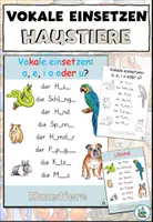Aperçu - Feuilles d'exercices - Insérer des voyelles "Haustiere" allemand - Page de couverture