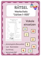 Vorschau - Arbeitsblätter - Rätsel - Vokale einsetzen Zahlen 1-100 DaF/DaZ - Deckblatt