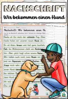 Vorschau - Arbeitsblätter - Nachschrift "Wir bekommen einen Hund" mit Knickdiktat und Lückentext DaZ / DaF / Deutsch - Deckblatt