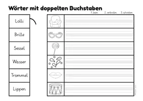 Vorschau - Arbeitsblätter - Deutsch - Rechtschreibung: doppelte Konsonanten - Seite 1