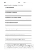 Vorschau - Arbeitsblätter - AB mit Fragen zum Thema "Krematorium" + Lösungsblatt - Deckblatt