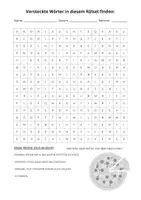 Vorschau - Spiele - Pizza, backen, einfach, Suchsel, Wortgitter, Buchstabensalat, Buchstabengitter, Wortsuchrätsel, Wortsuche, Worträtsel, Wortsuchsel - Seite 1