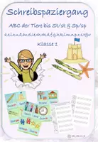 Vorschau - Arbeitsblätter - Schreibspaziergang St/st & Sp/st (a,e,i,o,u,ä,au,ei,ie,ch,ck,d,f,g,h,k,l,m,n,p,pf,r,s,sch,ß,t & w) - ABC der Tiere / Silbenschrift - Deckblatt