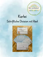 Vorschau - Stationenlernen - Kartei schriftliche Division mit Rest - Deckblatt