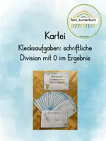 Vorschau - Stationenlernen - Kartei Klecksaufgaben schriftliche Division - 0 im Ergebnis - Deckblatt