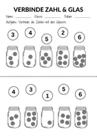 Vorschau - Arbeitsblätter - Zahlen ordnen Spiel - Glas & Zahl verbinden (1. Klasse Mathematik) - Seite 1