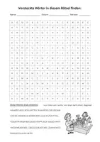 Vorschau - Arbeitsblätter - Drogerieartikel, Suchsel, schwer, Wortgitter, Buchstabensalat, Buchstabengitter, Wortsuchrätsel, Wortsuche, Worträtsel, Wortsuchsel - Seite 1