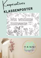 Vorschau - Mal- und Bastelvorlagen - Kooperatives Klassenposter Größe L Klassengemeinschaft zusammen wachsen - Deckblatt
