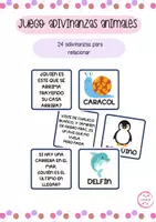 Vista previa - Juegos / Gamificación - JUEGO DE ADIVINANZAS SOBRE ANIMALES - Portada