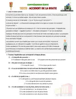 Aperçu - Feuilles d'exercices - Compréhension écrite : « Accident de la route » (FLE A2) - Page de couverture
