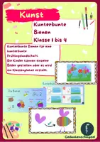 Vorschau - Präsentationen/Tafelbilder - Kunterbunte Bienen-Kunst, Frühling 1-4 - Deckblatt