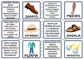 Vista previa - Juegos / Gamificación - JUEGO DE ADIVINANZAS SOBRE ROPA Y ACCESORIOS - página 1