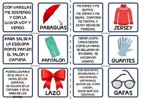 Vista previa - Juegos / Gamificación - JUEGO DE ADIVINANZAS SOBRE ROPA Y ACCESORIOS - página 2