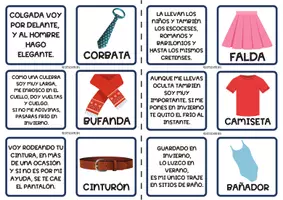 Vista previa - Juegos / Gamificación - JUEGO DE ADIVINANZAS SOBRE ROPA Y ACCESORIOS - página 3