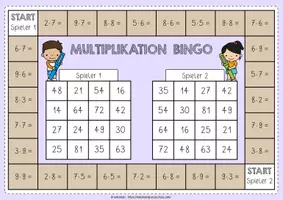 Vorschau - Stationenlernen - Bingo Multiplikation | Einmaleins | Mathe Klasse 2 - Seite 1