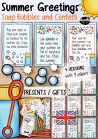 Vorschau - Mal- und Bastelvorlagen - Summer Greetings - Bubbles and Confetti / Geschenk Englischunterricht - Deckblatt