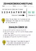 Vorschau - Arbeitsblätter - Zehnerüberschreitung 1. Klasse Mathematik Merkblätter & Übungsblätter - Seite 1