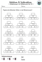 Vorschau - Arbeitsblätter - Rechenmauern - Addition & Subtraktion | Zahlenraum bis 10 | Dreiermauern - Seite 1
