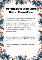 Aperçu - Préparation de séance / Séance complète - Extra vocabulary - Farm & animals / Vocabulaire - Ferme - Page de couverture
