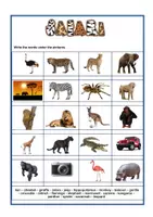 Aperçu - Préparation de séance / Séance complète - Extra vocabulary - Animals & Safari / Vocabulaire - Safari - Page 1