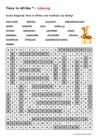 Vorschau - Arbeitsblätter - Suchsel Tiere in Afrika (2-fach differenziert) - Seite 1