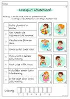 Vorschau - Arbeitsblätter - Lesespur - Wasserspass - Seite 1