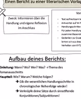 Vorschau - Arbeitsblätter - Einen Bericht zu einer literarischen Vorlage verfassen - Deckblatt