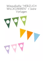 Vorschau - Mal- und Bastelvorlagen - Wimpelkette ("HERZLICH WILLKOMMEN" + leere Vorlagen) - Deckblatt