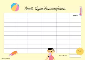 Vorschau - Spiele - Schuljahresende | Sommerferien Spiele |Stadt Land Fluss | Sommerferien Edition ☀️🏝️Vorlage( inkl.Blanko Vorlage) - Seite 1