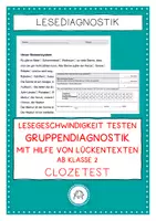 Vorschau - Arbeitsblätter - Lesediagnostik Clozetest. 4 Texte mit Auswertung - Deckblatt