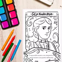 anteprima - Materiale per pittura e bricolage - Pagine da colorare, scopri il potere delle menti brillanti di Hypatia, Emmy Noether e Sofja Kovalevskaja! - Pagina 3